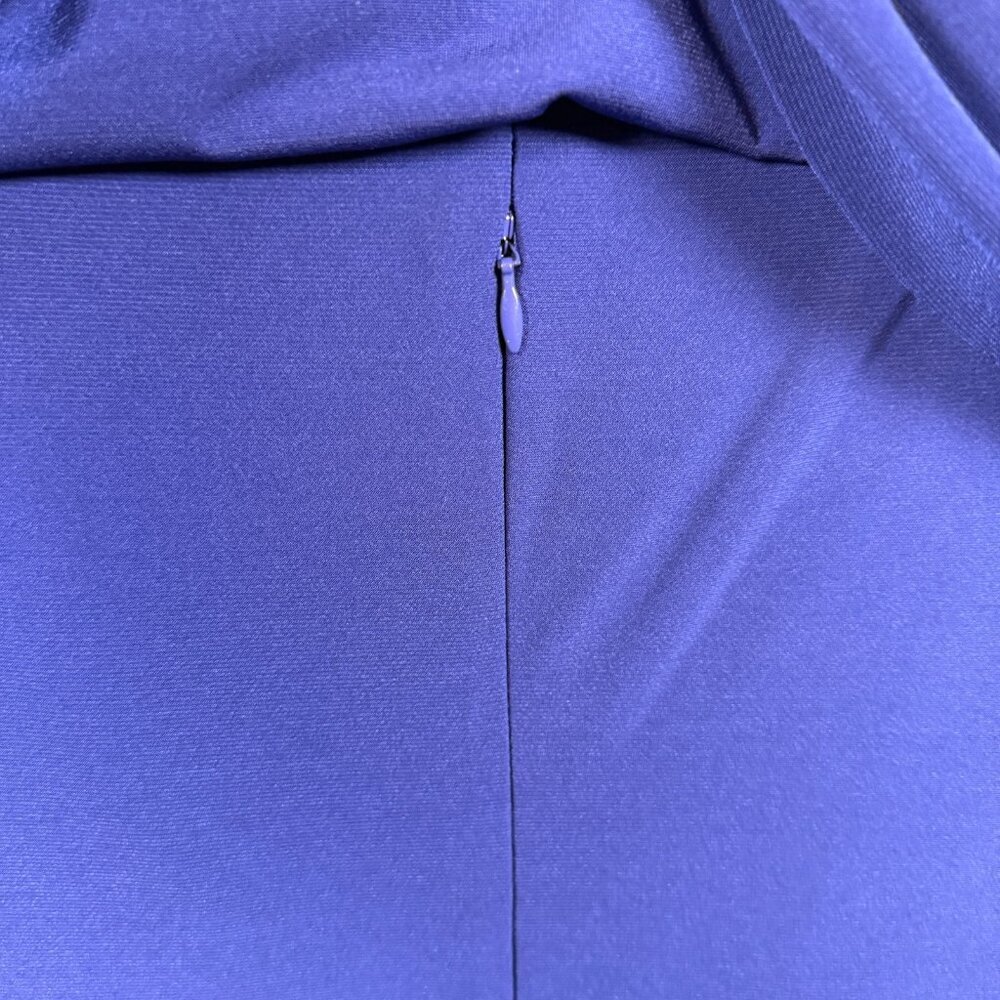 Xscape Formal Dress Gown Size 18W Blue Draped Off the Shoulder Wedding Event - Picture 10 of 12